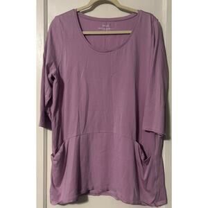 J Jill Pure Jill Curved Seam Front Pocket 3/4 Sleeve Tunic Womens Large